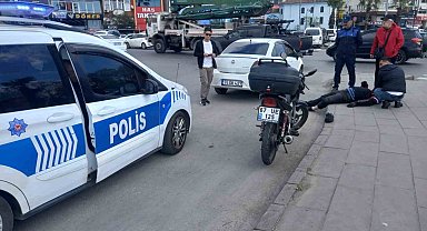 Devrilen motosikletin sürücüsü yaralandı