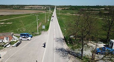 Edirne'de jandarmasından dron destekli trafik denetimi