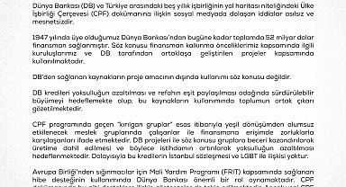 Hazine ve Maliye Bakanlığından Dünya Bankasından alınan kaynaklara ilişkin açıklama