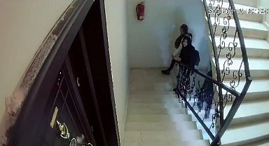 Hırsızlık amacıyla apartmana giren kadınlara güvenlik kamerası engel oldu