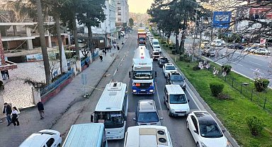 Karadeniz Sahil Yolu'nun Ordu güzergâhında trafik yoğunluğu