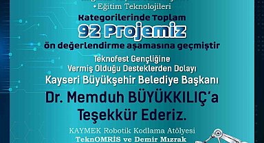 KAYMEK'in Teknofest gençliği 92 proje ile ön değerlendirme aşamasına geçti