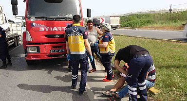 Lastiği patlayan kamyon faciaya neden oluyordu