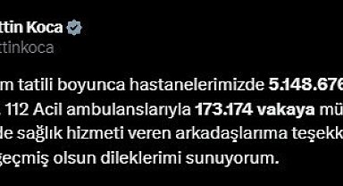Ramazan Bayramı tatili boyunca 5 milyon 148 bin 676 acil servis hizmeti verildi