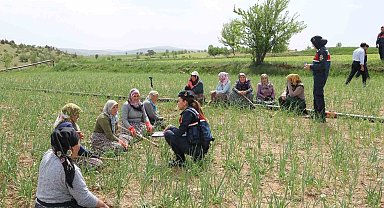 Sarımsak tarlasında kadınlara KADES'i anlattılar