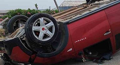 Ters dönen otomobilin sürücüsü yaralandı