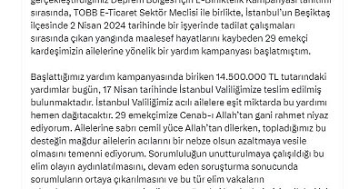 Ticaret Bakanı Bolat açıkladı: "Beşiktaş'taki yangın faciasında hayatını kaybeden 29 işçi için 14 milyon 500 bin TL toplandı"