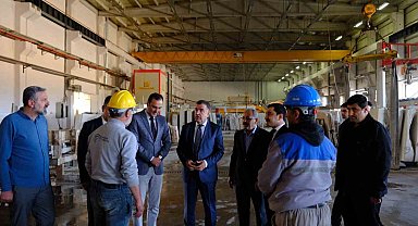 Vali Eldivan, Doğal Taş Fabrikası'nda incelemelerde bulundu