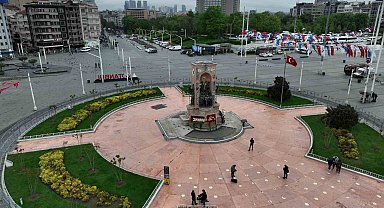 1 Mayıs kısıtlamalarından sonra boş kalan Taksim Meydanı havadan görüntülendi