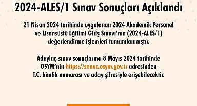 2024-ALES1 sonuçları açıklandı