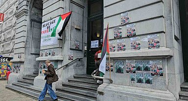 Belçika'daki Liege Üniversitesi'nde Gazze'ye destek gösterisi
