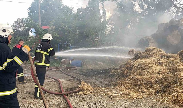 Burdur'da çıkan yangında 3 ton saman balyası yandı