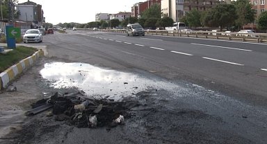 Büyükçekmece'de kaza yapan araç alev alev yandı: 3 yaralı