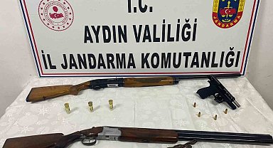 Didim'de ruhsatsız tabanca ve av tüfeği ele geçirildi