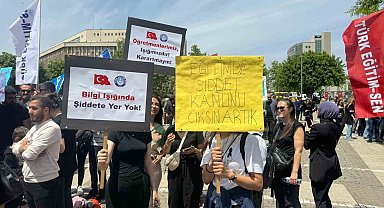 Gaziantep'te şiddete karşı öğretmenler basın açıklaması yaptı