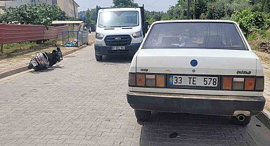 Gözüne arı çarpan motosiklet sürücüsü hastanelik oldu