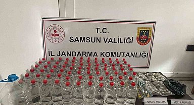 Jandarma depoda sahte alkol üretim maddeleri ele geçirdi