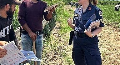 Jandarmadan mevsimlik tarım işçilerine 'KADES' bilgilendirmesi