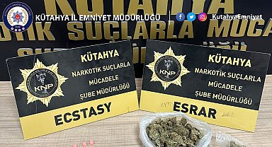Kütahya'da otobüs yolcusunun üzerinde uyuşturucu ele geçirildi