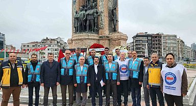 Memur-Sen Taksim'e çelenk bıraktı
