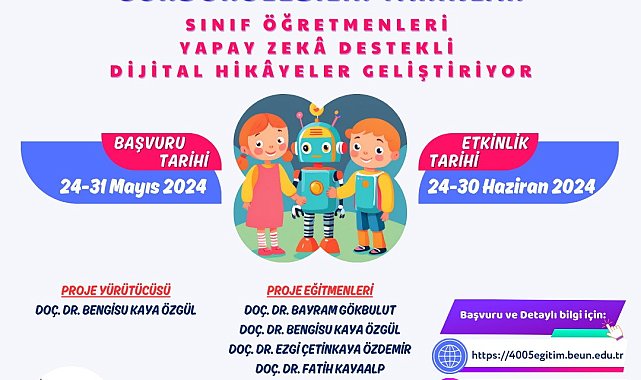 "Sınıf Öğretmenleri Yapay Zekâ Destekli Dijital Hikâyeler Geliştiriyor" projesine başvurular başlıyor