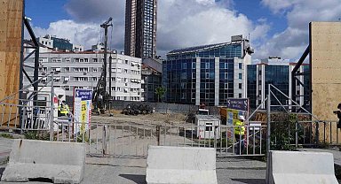 Şişli'deki gökdelen inşaatına beton bariyer