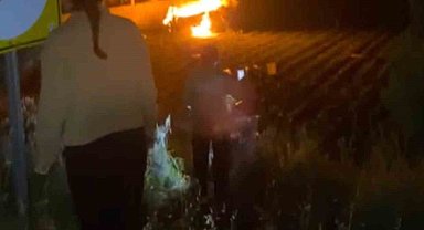 Takla atan otomobil alev topuna döndü: 2 yaralı