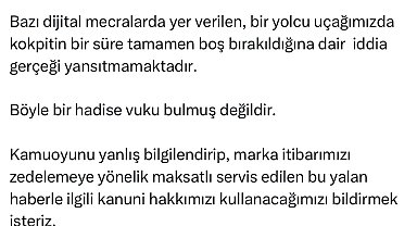 THY'de uçağın kokpitinin bir süre boş kaldığı iddiası gündeme oturdu