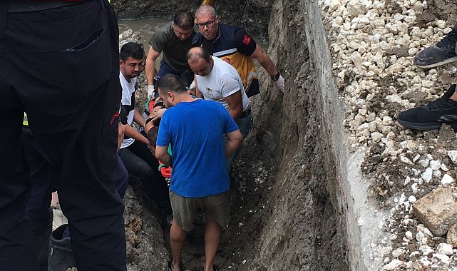 Üzerine beton blok yıkılan işçi yaralandı