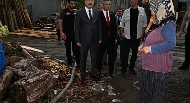Vali Yılmaz, şiddetli yağıştan zarar gören mahalle ve köylerde inceleme yaptı