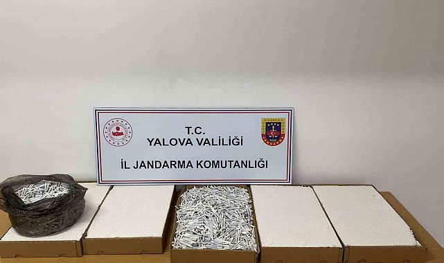 Yalova'da 35 bin adet dolu makaron ele geçirildi