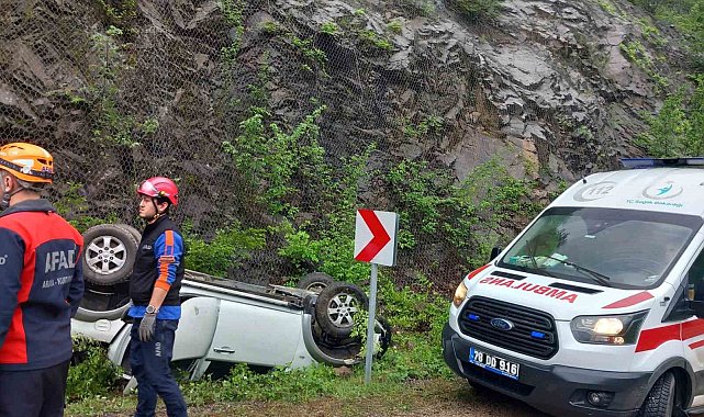 Yoldan çıkan otomobil takla attı: 2 yaralı
