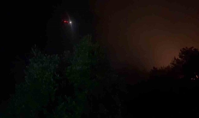 İzmir'de başlayıp Aydın'a sıçrayan orman yangınına gece görüşlü helikopterler ile müdahale ediliyor