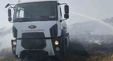 Otluk alan yangına Efeler Belediyesi'nden hızlı müdahale