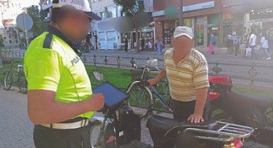 Trafiğe kapalı alana giren 17 motosiklet sürücüsüne ceza yazıldı