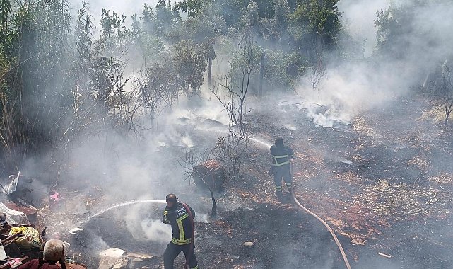 Bahçe yangını itfaiye ekipleri söndürdü