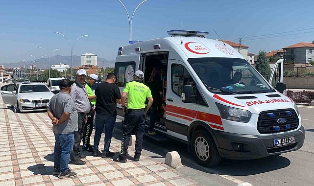 Karaman'da kaldırıma çıkan otomobildeki hamile kadın yaralandı