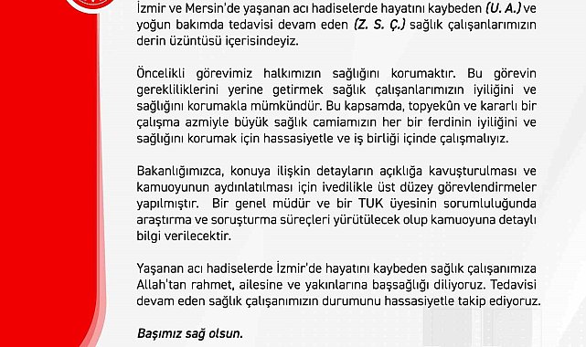 Sağlık Bakanlığı: "Yoğun bakımda tedavisi devam eden sağlık çalışanımızın durumunu hassasiyetle takip ediyoruz"