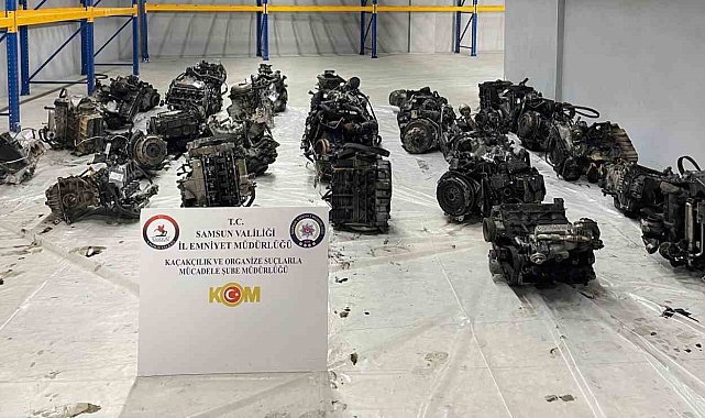 Samsun'da 3 milyon TL değerinde 32 adet lüks otomobil motoru ele geçirildi
