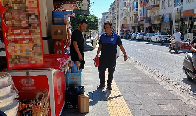 Turgutlu'da zabıta ekiplerinden kaldırım ve yol işgali denetimi