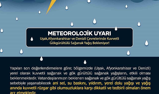 Uşak'a kuvvetli yağış uyarısı