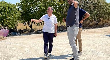 Başkan Özdoğan, kilitli parke yol çalışmalarını yerinde inceledi