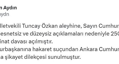 Cumhurbaşkanı Erdoğan'dan CHP İzmir Milletvekili Tuncay Özkan'a tazminat davası