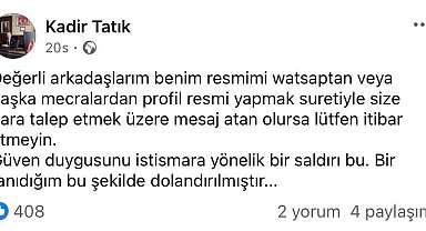 Dolandırıcılar Başkan Tatık'ın fotoğrafıyla sahte hesap açtı