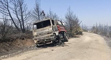 Eceabat'taki orman yangınında bir arazöz yandı