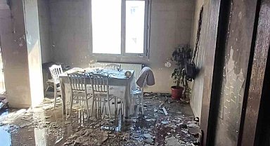 Evde çıkan yangında hasar oluştu