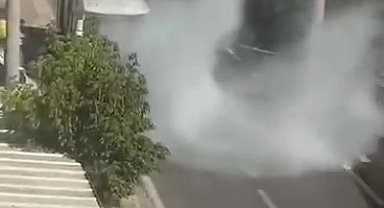 Halk otobüsünde çıkan yangın korkuttu