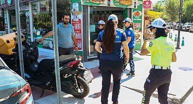 Kaldırıma park eden motosikletlilere ceza