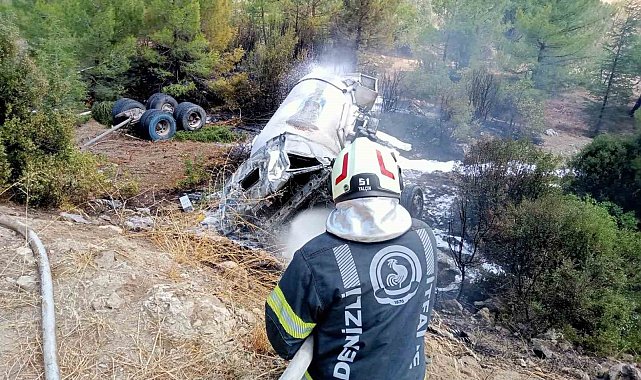 LPG yüklü tanker şarampole devrildi