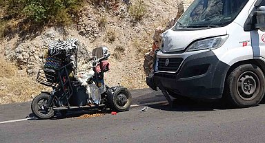 Minibüsün çarptığı elektrikli bisiklet sürücüsü ve köpeği öldü